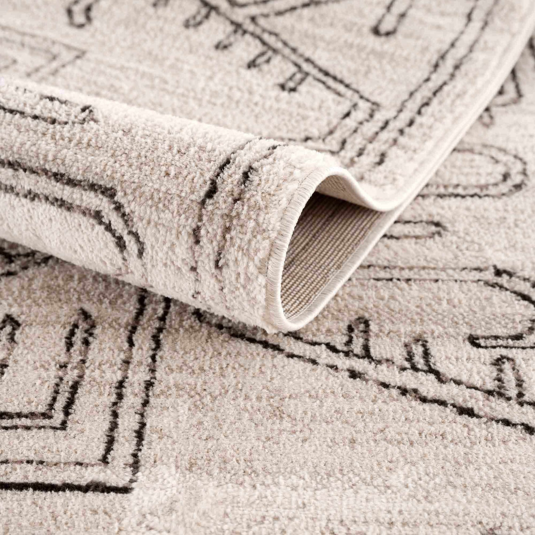 Divya Cream & Charcoal Area Rug - Clearance - Ornate Home