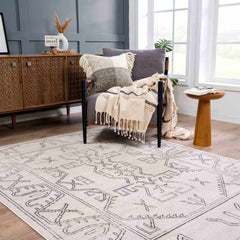 Divya Cream & Charcoal Area Rug - Clearance - Ornate Home