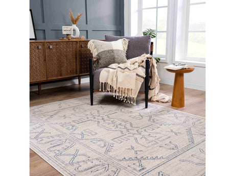 Divya Cream & Silver Blue Area Rug - Clearance - Ornate Home