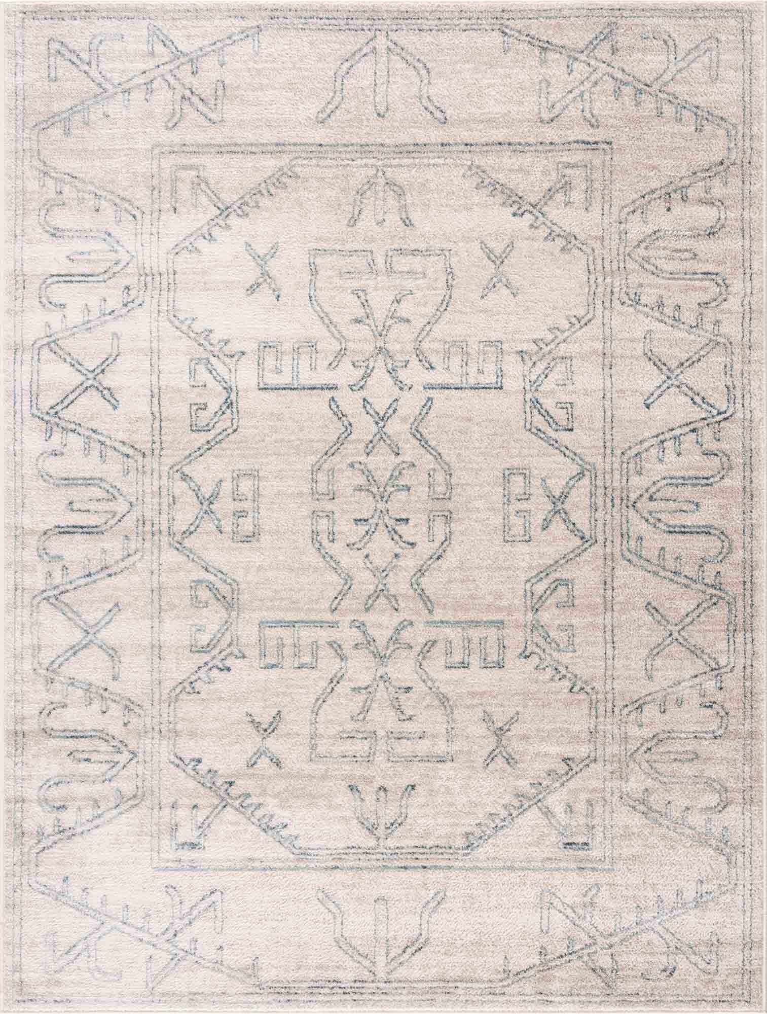 Divya Cream & Silver Blue Area Rug - Clearance - Ornate Home