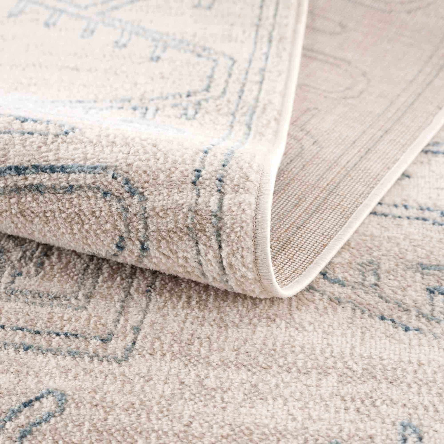 Divya Cream & Silver Blue Area Rug - Clearance - Ornate Home