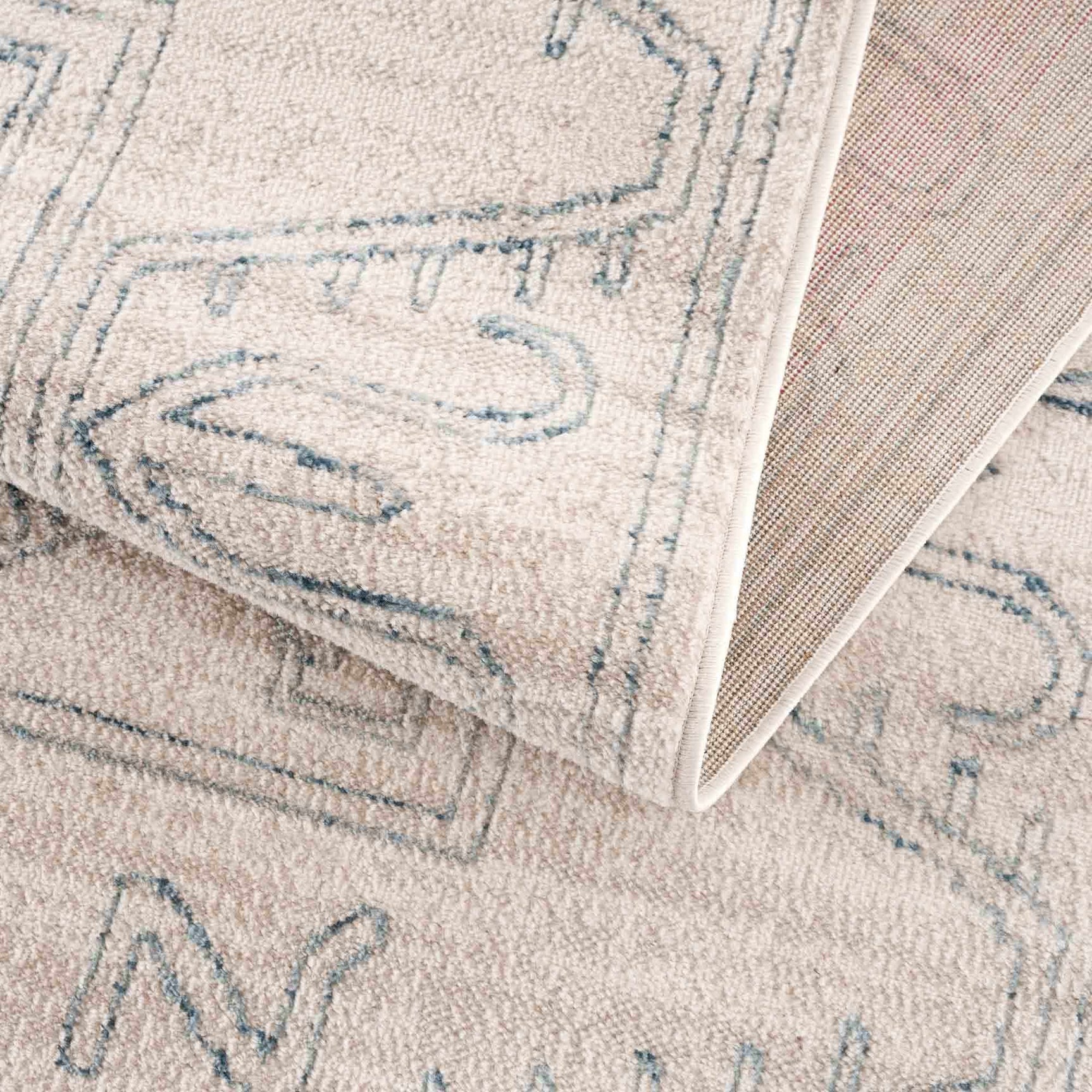 Divya Cream & Silver Blue Area Rug - Clearance - Ornate Home