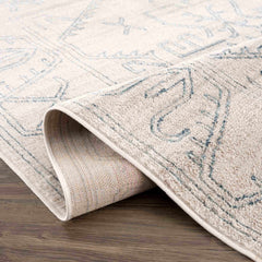 Divya Cream & Silver Blue Area Rug - Clearance - Ornate Home