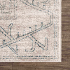 Divya Cream & Silver Blue Area Rug - Clearance - Ornate Home
