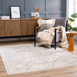Divya Cream & Silver Blue Area Rug - Clearance - Ornate Home