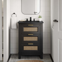 Dixie Black 24" Solid Wood Bathroom Vanity Cabinet - Ornate Home