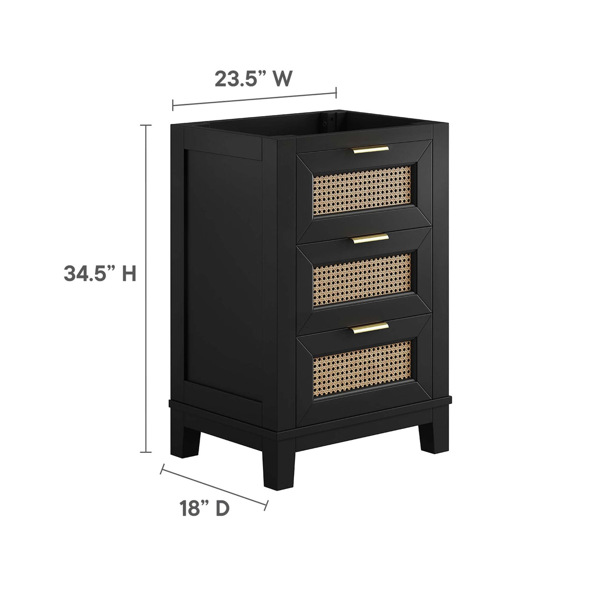 Dixie Black 24" Solid Wood Bathroom Vanity Cabinet (Sink Basin Not Included) - Ornate Home