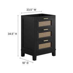 Dixie Black 24" Solid Wood Bathroom Vanity Cabinet (Sink Basin Not Included) - Ornate Home
