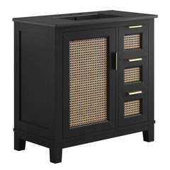 Dixie Black 36" Solid Wood Bathroom Vanity Cabinet - Ornate Home