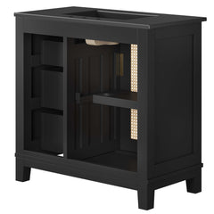 Dixie Black 36" Solid Wood Bathroom Vanity Cabinet - Ornate Home