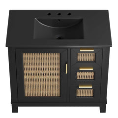 Dixie Black 36" Solid Wood Bathroom Vanity Cabinet - Ornate Home