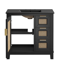 Dixie Black 36" Solid Wood Bathroom Vanity Cabinet - Ornate Home