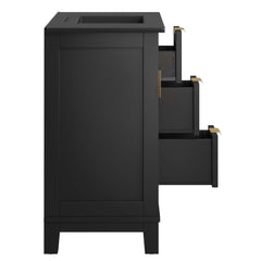Dixie Black 36" Solid Wood Bathroom Vanity Cabinet - Ornate Home