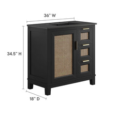 Dixie Black 36" Solid Wood Bathroom Vanity Cabinet - Ornate Home