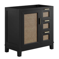 Dixie Black 36" Solid Wood Bathroom Vanity Cabinet (Sink Basin Not Included) - Ornate Home