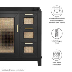 Dixie Black 36" Solid Wood Bathroom Vanity Cabinet (Sink Basin Not Included) - Ornate Home
