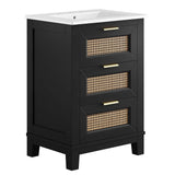 Dixie Black/White 24" Solid Wood Bathroom Vanity - Ornate Home