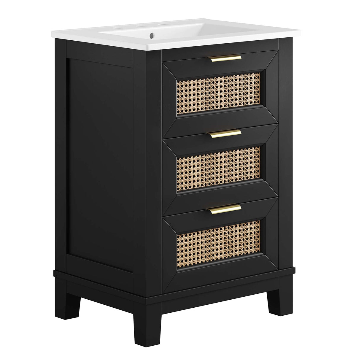 Dixie Black/White 24" Solid Wood Bathroom Vanity - Ornate Home