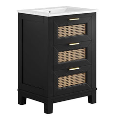 Dixie Black/White 24" Solid Wood Bathroom Vanity - Ornate Home