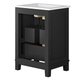 Dixie Black/White 24" Solid Wood Bathroom Vanity - Ornate Home