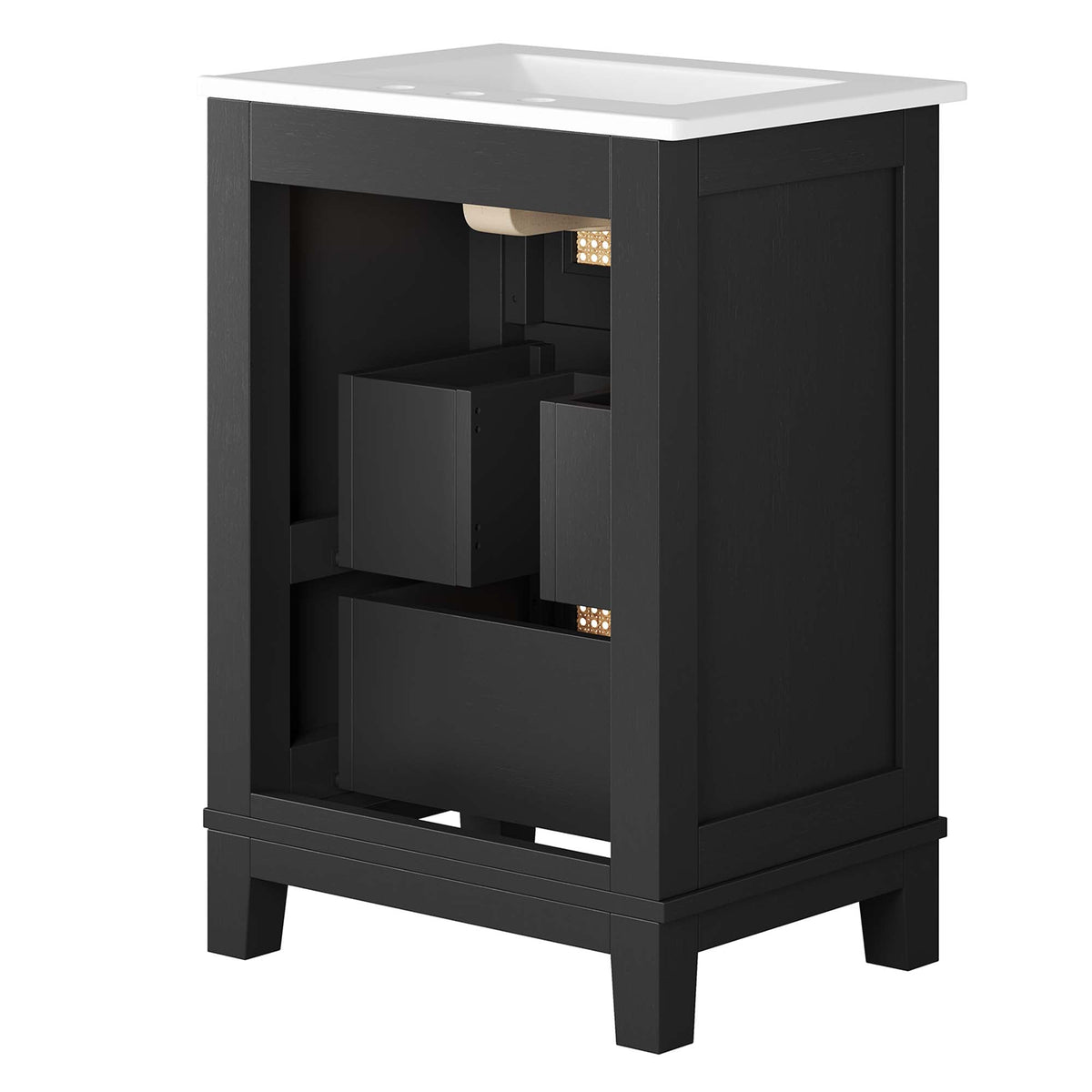 Dixie Black/White 24" Solid Wood Bathroom Vanity - Ornate Home