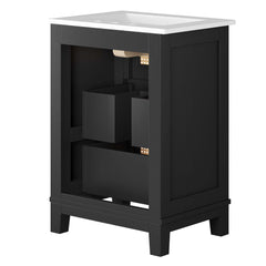 Dixie Black/White 24" Solid Wood Bathroom Vanity - Ornate Home