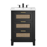 Dixie Black/White 24" Solid Wood Bathroom Vanity - Ornate Home