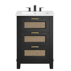 Dixie Black/White 24" Solid Wood Bathroom Vanity - Ornate Home
