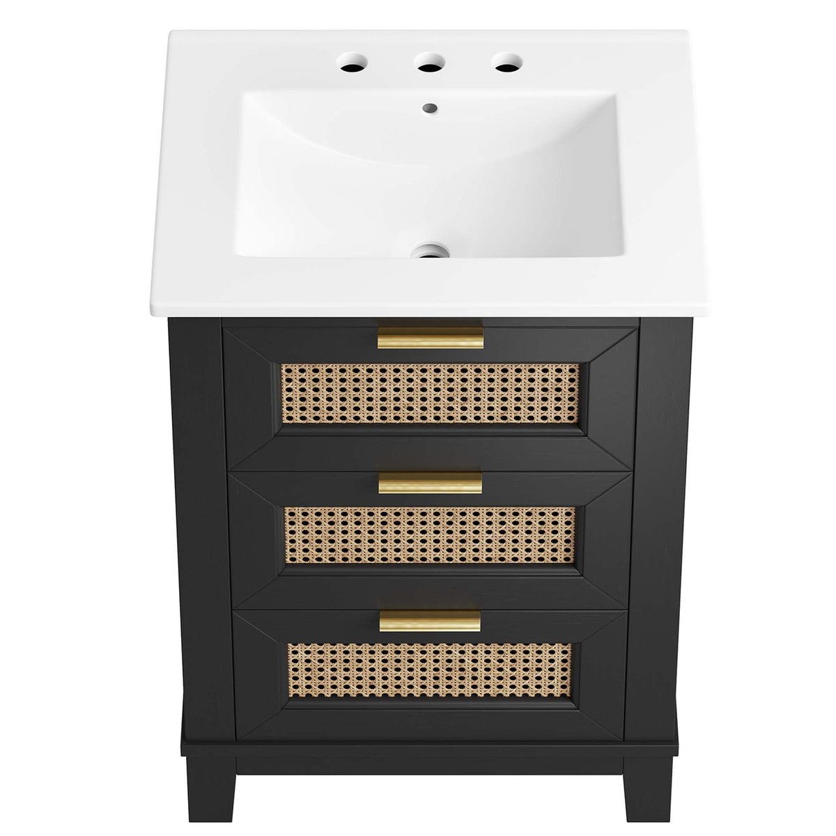 Dixie Black/White 24" Solid Wood Bathroom Vanity - Ornate Home