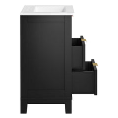 Dixie Black/White 24" Solid Wood Bathroom Vanity - Ornate Home