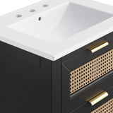 Dixie Black/White 24" Solid Wood Bathroom Vanity - Ornate Home