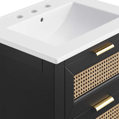 Dixie Black/White 24" Solid Wood Bathroom Vanity - Ornate Home