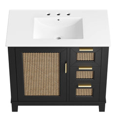 Dixie Black/White 36" Solid Wood Bathroom Vanity Cabinet - Ornate Home