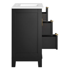 Dixie Black/White 36" Solid Wood Bathroom Vanity Cabinet - Ornate Home