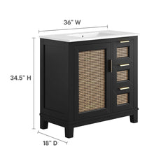 Dixie Black/White 36" Solid Wood Bathroom Vanity Cabinet - Ornate Home