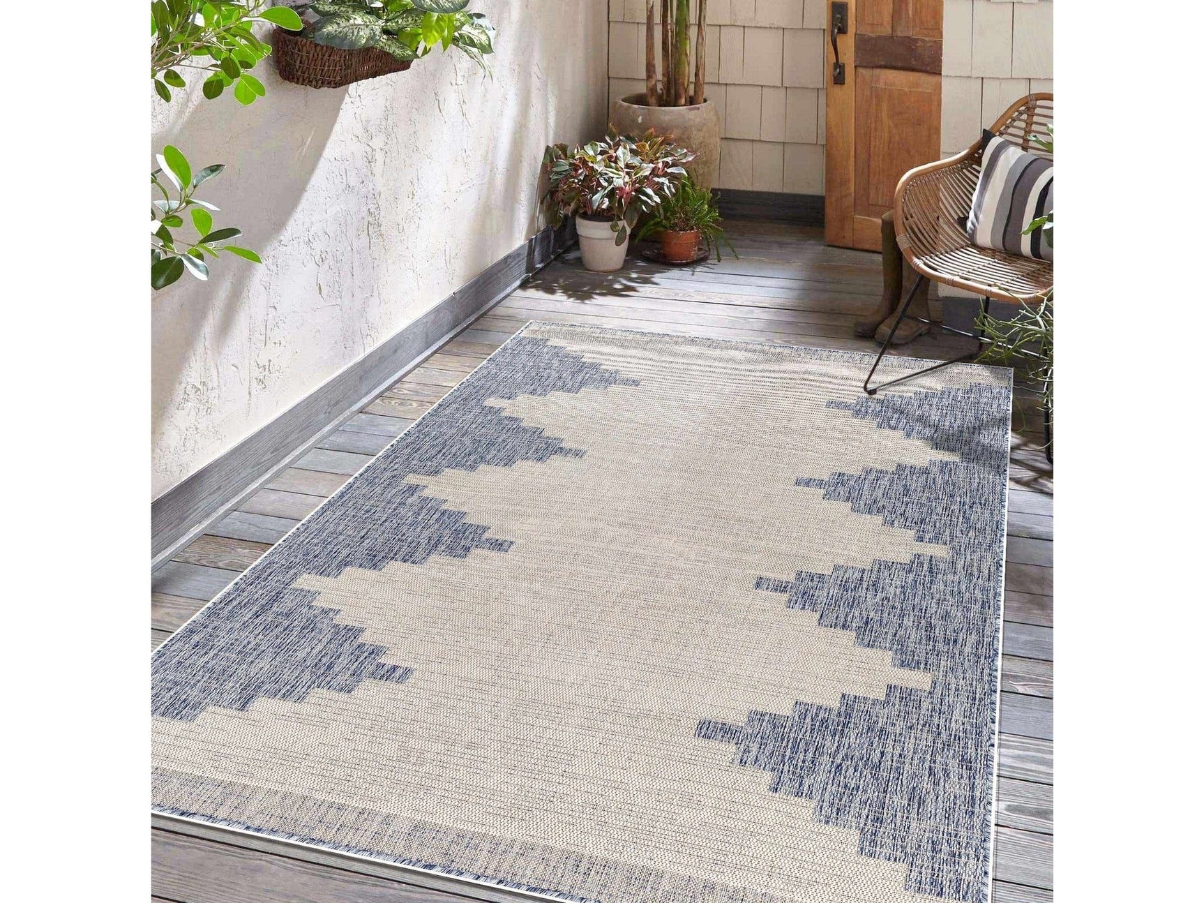 Djugun Blue Indoor & Outdoor Rug - Ornate Home