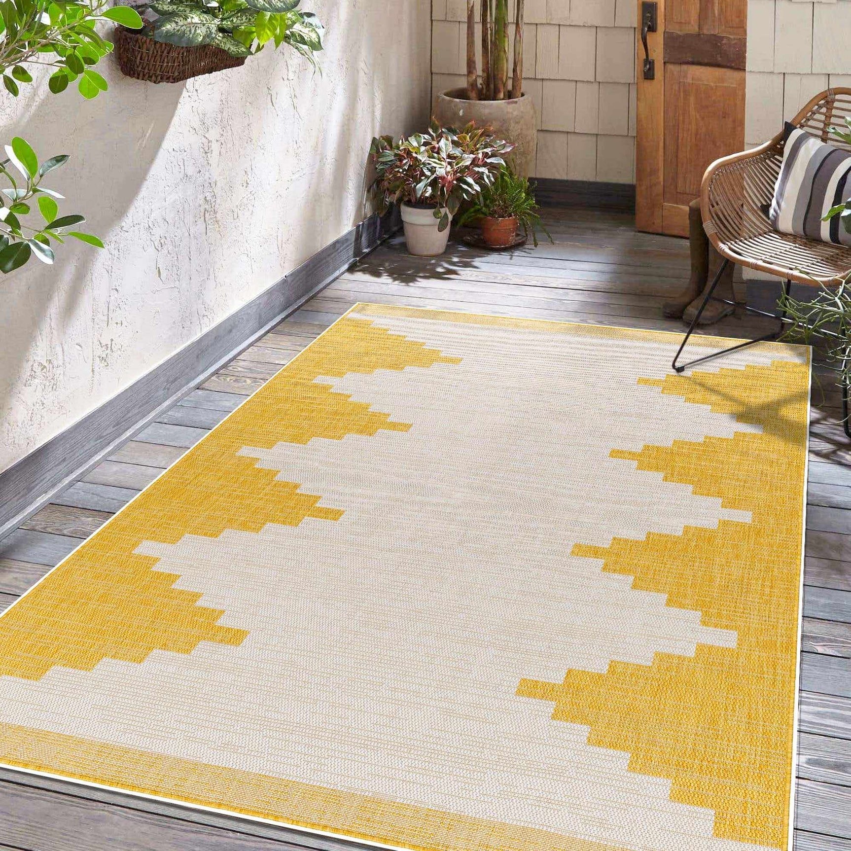 Djugun Yellow Outdoor Rug - Clearance - Ornate Home