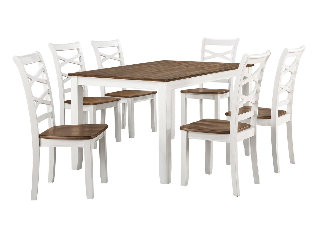 Dobson Cherry/White 7-Piece Pack Dinette Set - Ornate Home