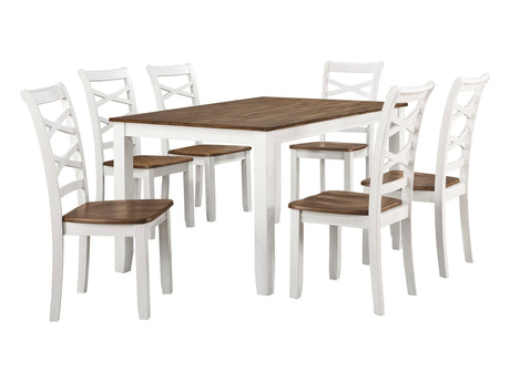 Dobson Cherry/White 7-Piece Pack Dinette Set - Ornate Home
