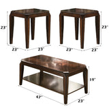 Docila Walnut Coffee/End Table Set (3Pc Pk) - Ornate Home
