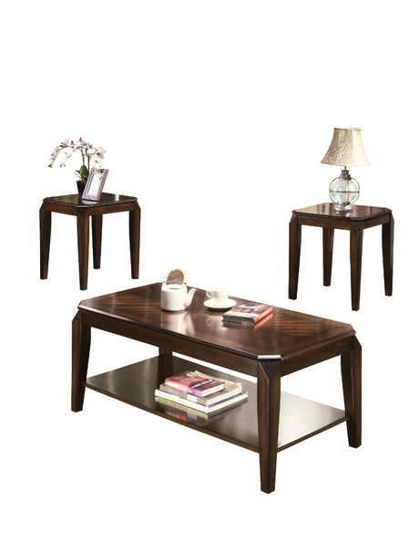Docila Walnut Coffee/End Table Set (3Pc Pk) - Ornate Home