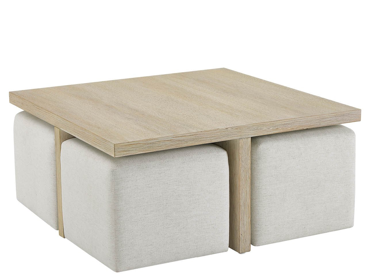 Dockside Natural Oak/Nomad Snow Cocktail Table w/ Ottomans - Ornate Home