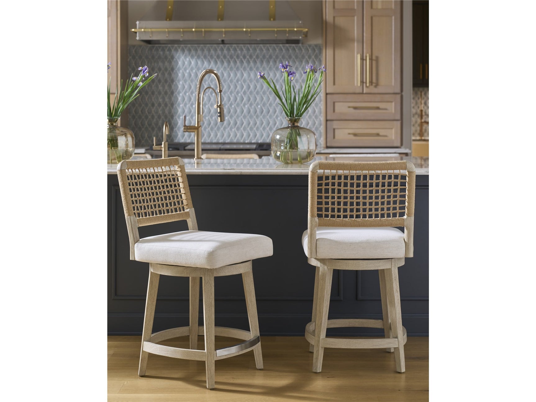 Dockside White Pine/Crypton Nomad Snow Swivel Counter Stool - Ornate Home