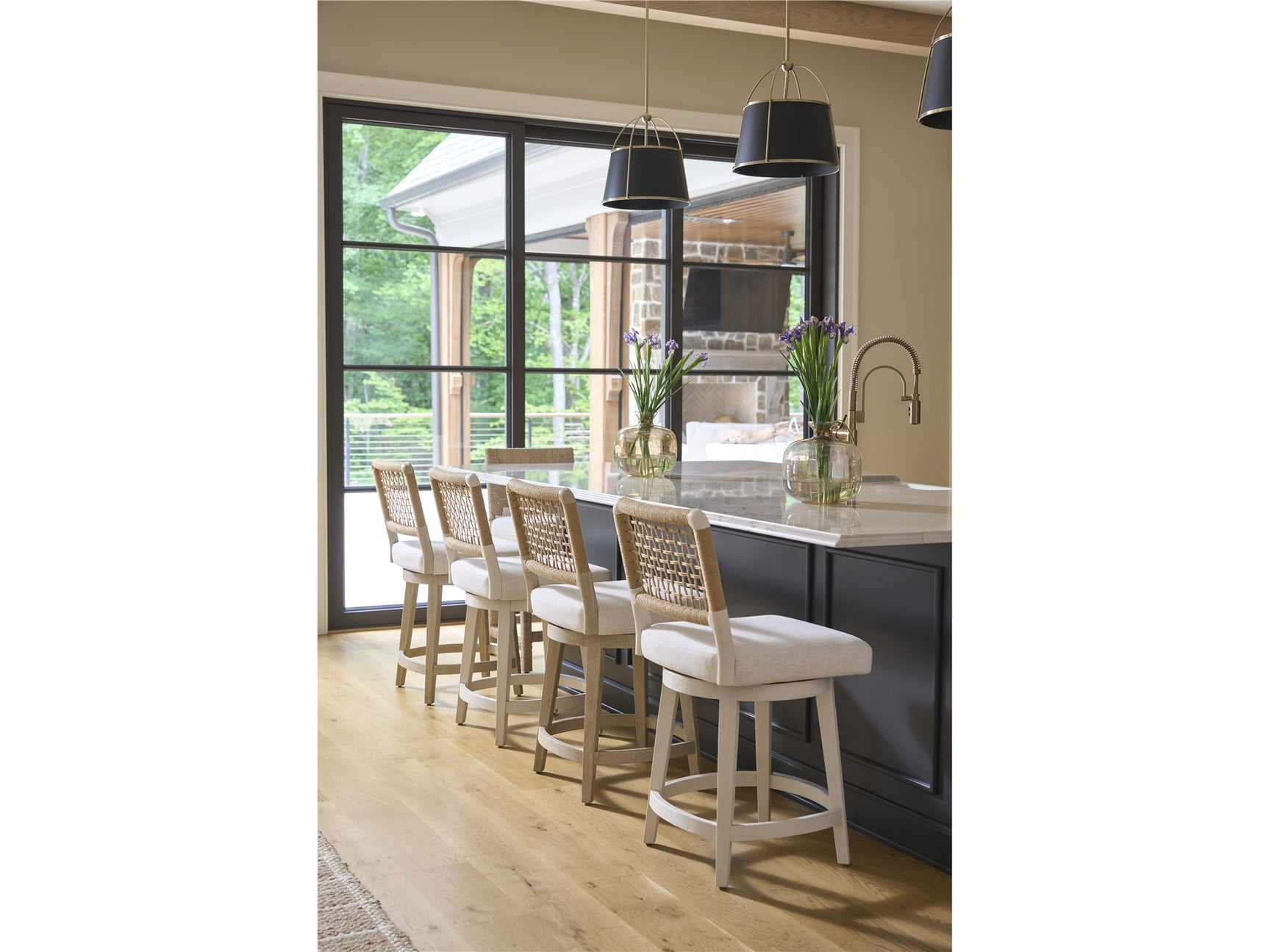 Dockside White Pine/Crypton Nomad Snow Swivel Counter Stool - Ornate Home