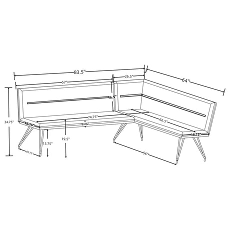 Dodson Taupe Nook Dining Bench - Ornate Home