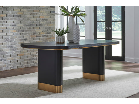 Doheny Black/Brass Wood and Metal Oval Dining Table - Ornate Home