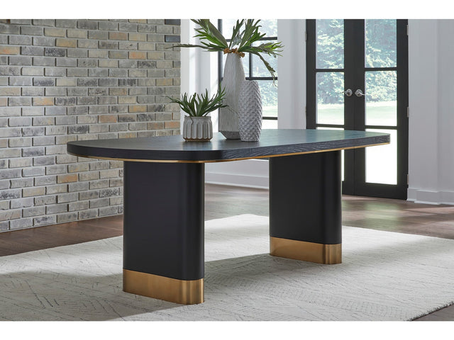 Doheny Black/Brass Wood and Metal Oval Dining Table - Ornate Home