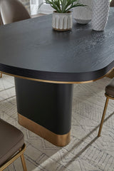 Doheny Black/Brass Wood and Metal Oval Dining Table - Ornate Home