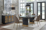 Doheny Black/Brass Wood and Metal Oval Dining Table - Ornate Home