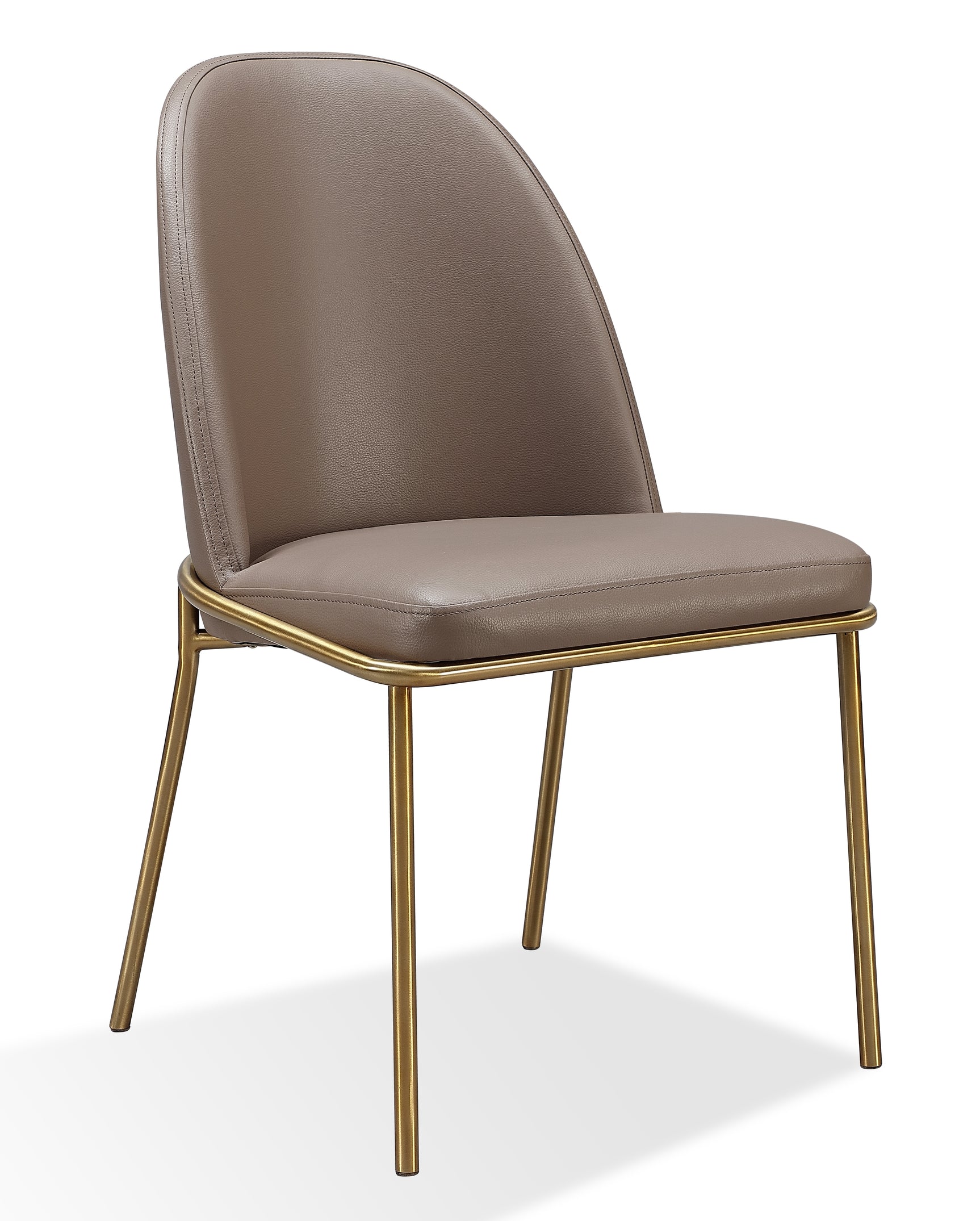 Doheny Leather Upholstered Metal Leg Dining Chair in Boots and Brass (Set of 2) - Ornate Home